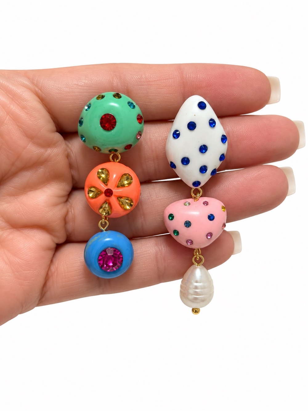 Colorful Dangle Resin & Crystal Statement Earrings
